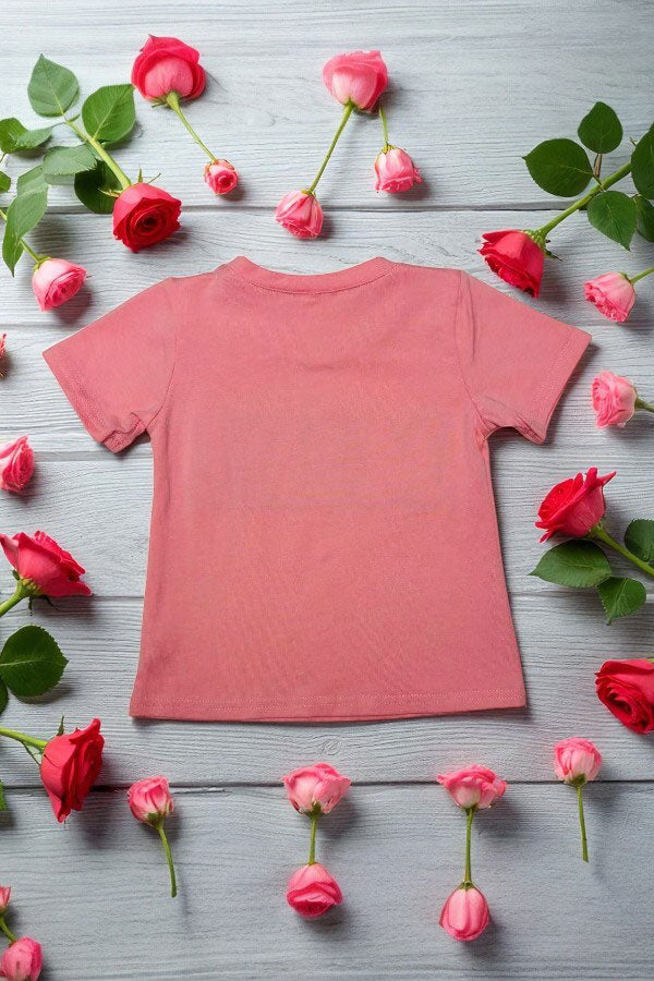 Pink MINI patch short sleeve girls t-shirt DLH2683