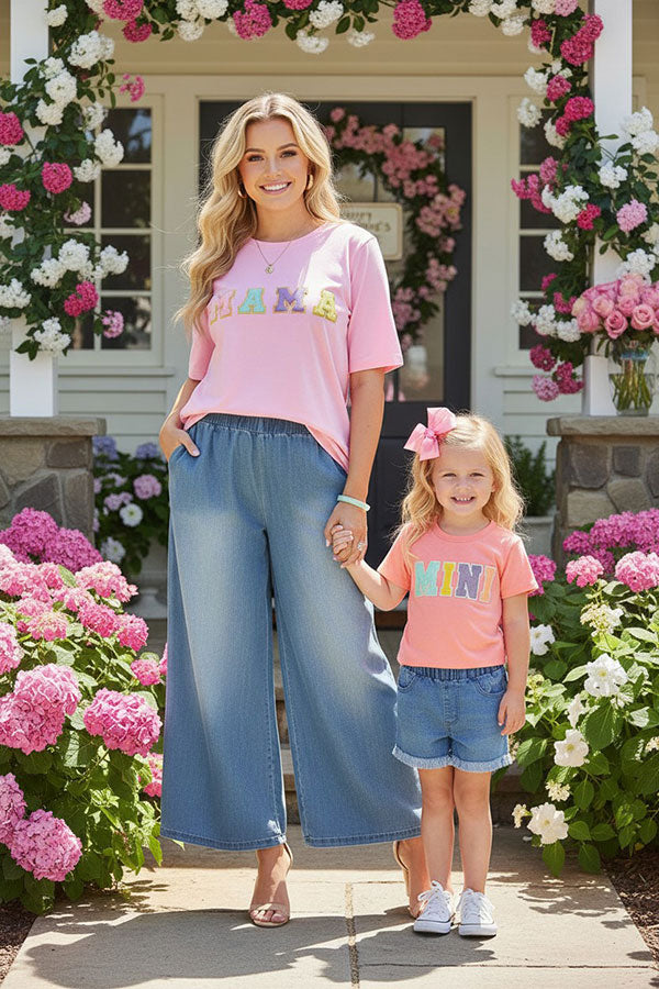 Pink MINI patch short sleeve girls t-shirt DLH2683