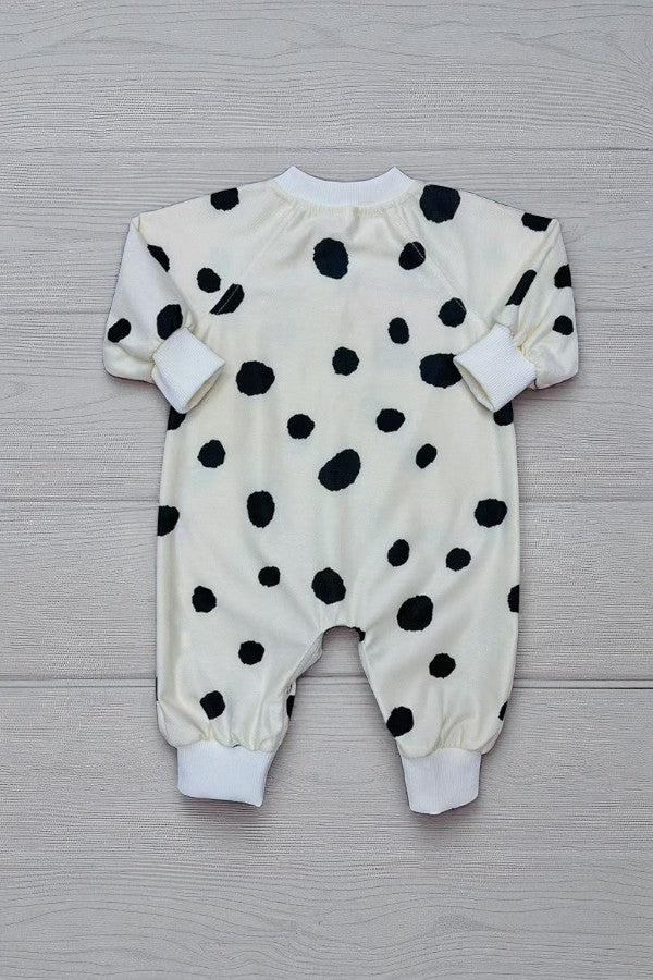 Shop Cream & black dots long sleeve infant baby girls romper D2827