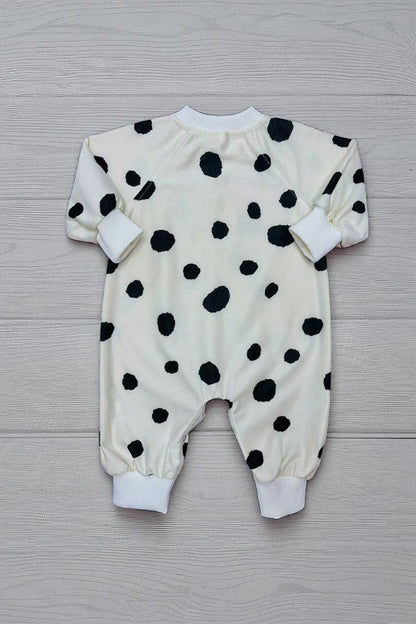Shop Cream & black dots long sleeve infant baby girls romper D2827