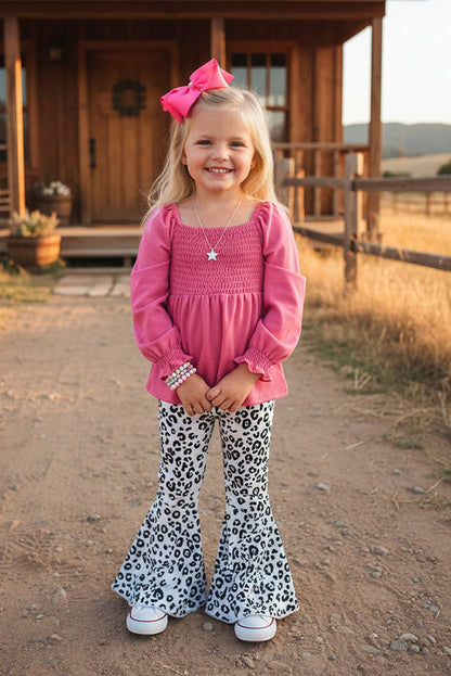 Western leopard denim bell bottom girls boutique jeans w/pockets DLH2743