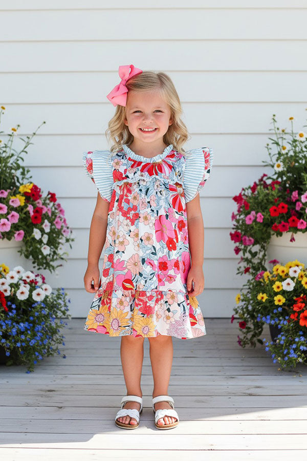 Shop Mom and me floral printed smocking girls dress DLH2882