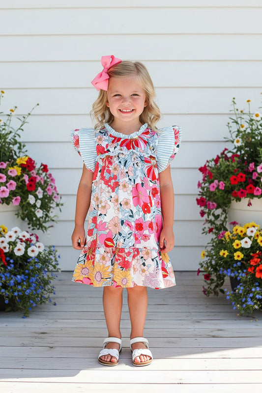 Shop Mom and me floral printed smocking girls dress DLH2882