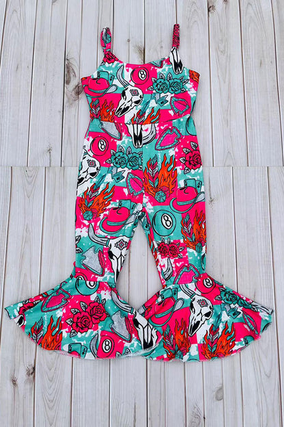 Western ranch girl one piece sleeveless girls boutique jumpsuit DLH2893