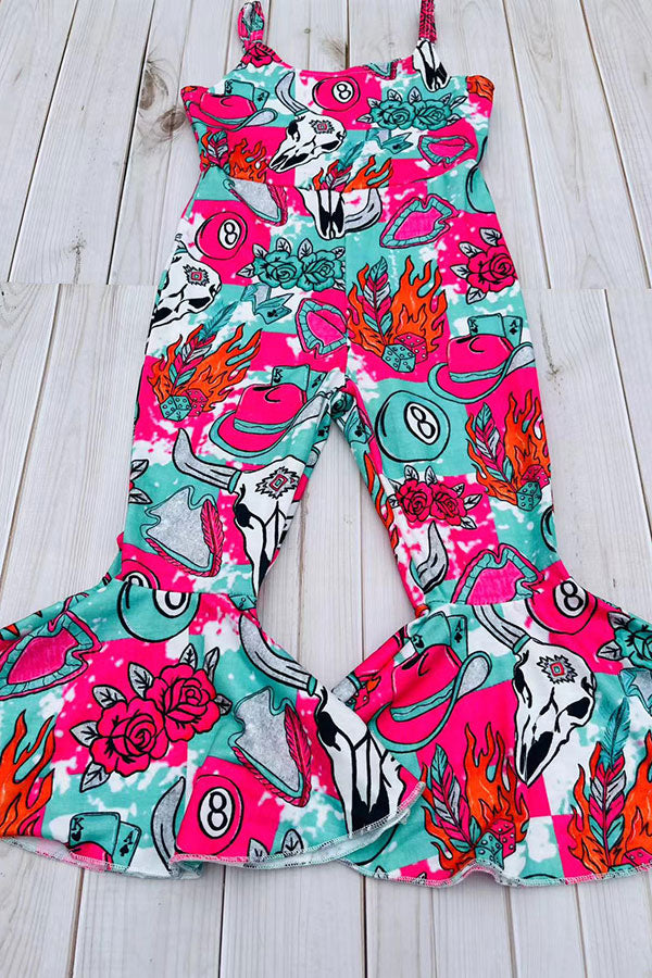 Western ranch girl one piece sleeveless girls boutique jumpsuit DLH2893