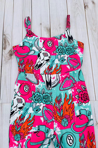 Western ranch girl one piece sleeveless girls boutique jumpsuit DLH2893