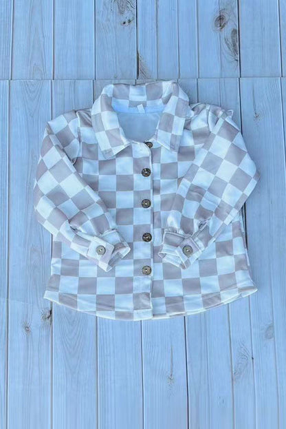 Western checkered long sleeve unisex kids boutique shirt DLH2903 11S1