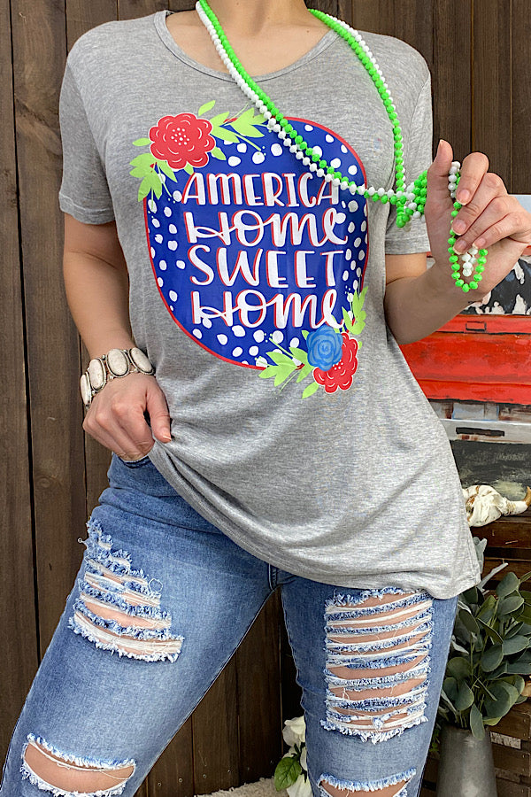 DLH5083 America home sweet home graphic t-shirt