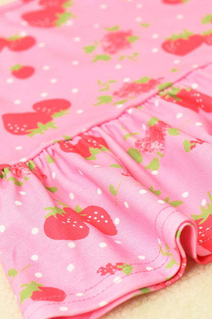 Chic pink strawberry top & shorts 2pcs girls boutique sets XCH04015
