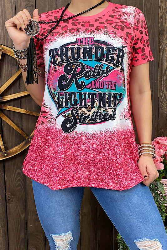 XCH11996 The thunder rolls and the lightnin strikes leopard printed t-shirt