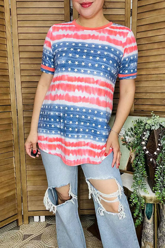 Women'st-shirt wholesale 4th July USA Flag tie dye GJQ11663