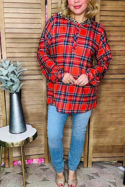 Christmas checkered long sleeve hoodie women blouse GJQ11671 (ES6)