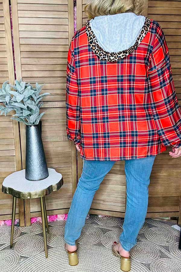 Christmas checkered long sleeve hoodie women blouse GJQ11671 (ES6)