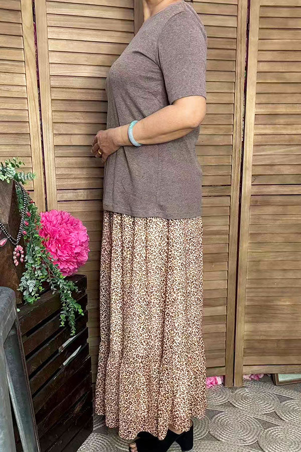 Women's boutique clothing wholesale solid color light tan short sleeve tops GJQ15568