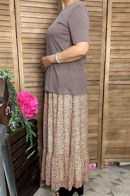 Women's boutique clothing wholesale solid color light tan short sleeve tops GJQ15568