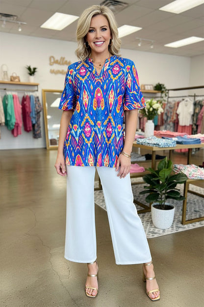 Western tribal pattern short sleeve women's boutique top Southern Stitch GJQ15883