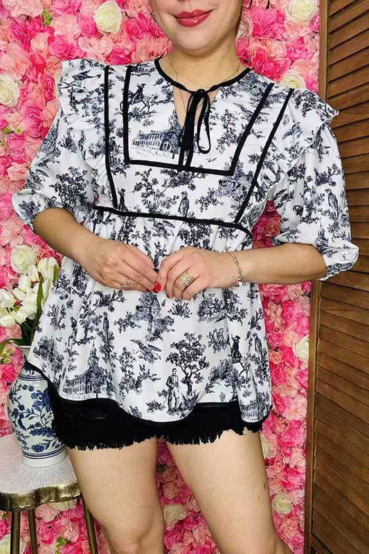 Western Women clothes Suppliers Baby doll short sleeves ladies top GJQ16135