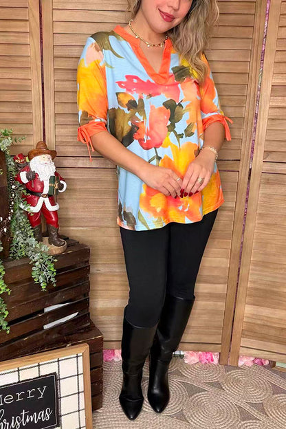 Wholesale blue & yellow half sleeve women's blouse & lace trim v-neckline GJQ16164