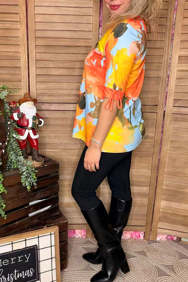 Wholesale blue & yellow half sleeve women's blouse & lace trim v-neckline GJQ16164