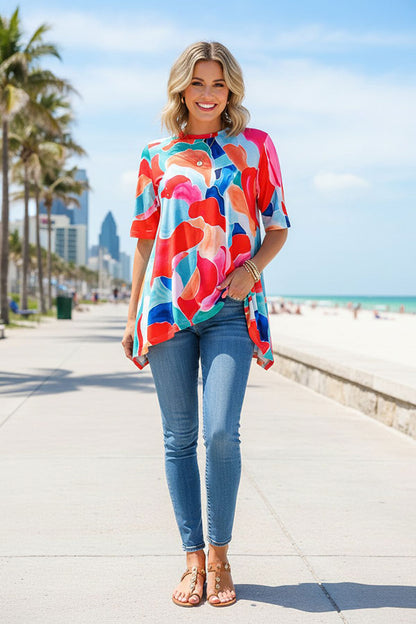Trendy Abstract high low style women's boutique blouse Southern Stitch GJQ16290