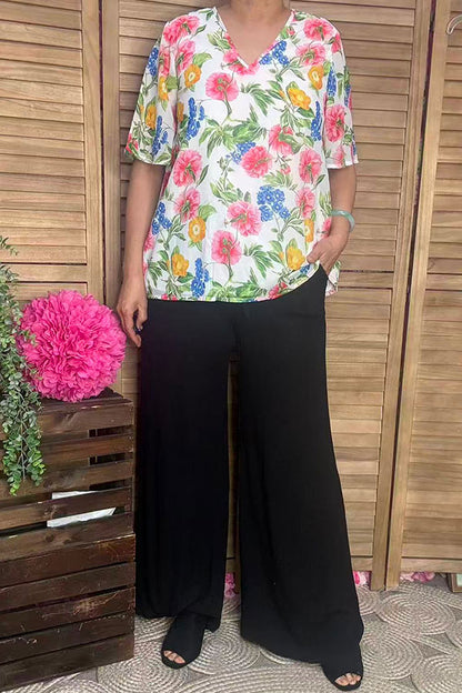 Southern Stitch spring floral printed short sleeve women top  GJQ16482