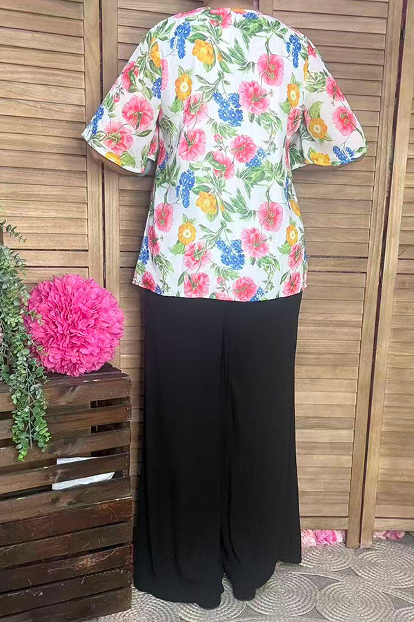 Southern Stitch spring floral printed short sleeve women top  GJQ16482