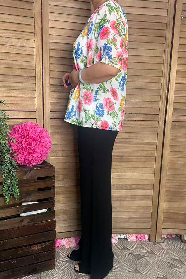 Southern Stitch spring floral printed short sleeve women top  GJQ16482