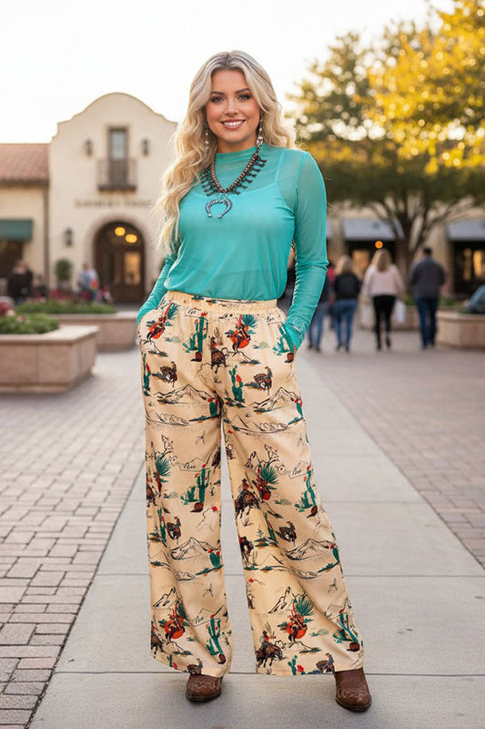 Western cowboy & rodeo wide leg women boutique pant Southern Stitch GJQ17183