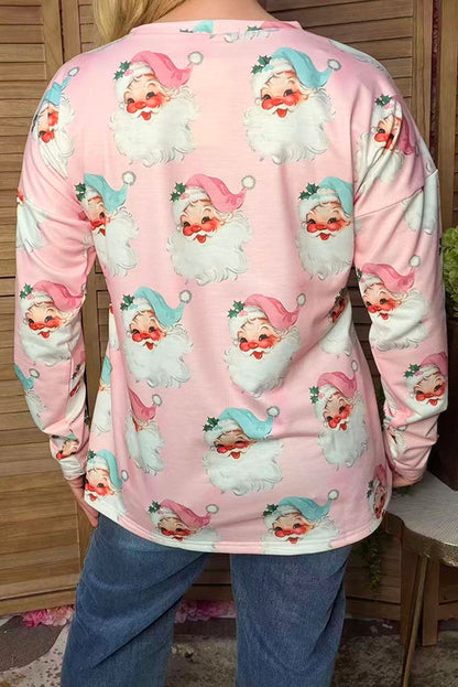 Western Christmas santa pink sweatshirt women's boutique top Southern Stitch GJQ17303
