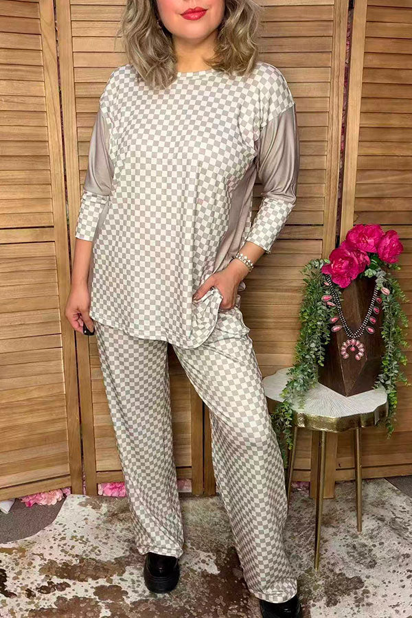 Western checkered wide leg women's boutique pant Southern Stitch GJQ17397