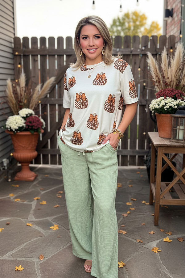 Western checkered & cactus pumpkin women's boutique top Southern Stitch GJQ17390
