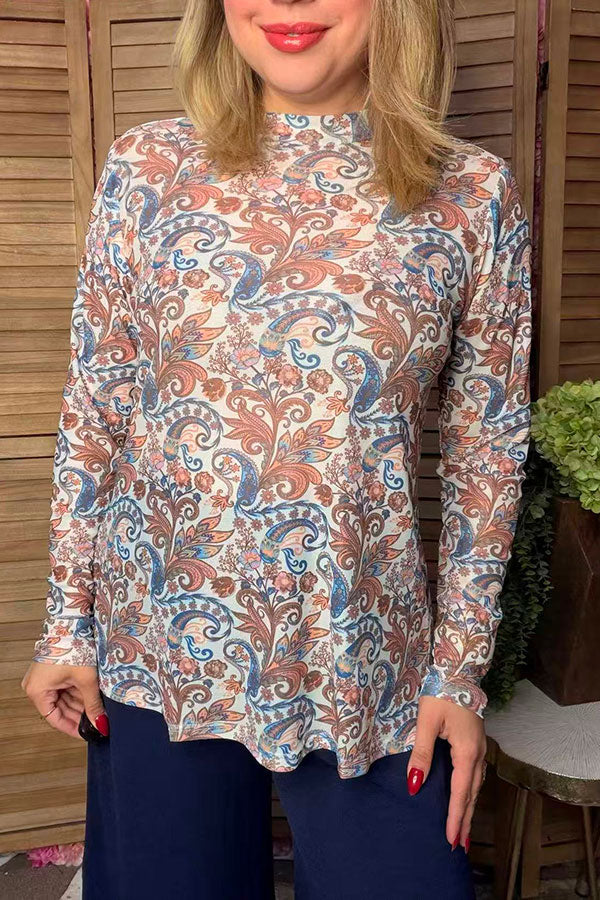 Western paisley floral sheer women's boutique top Southern Stitch GJQ17426
