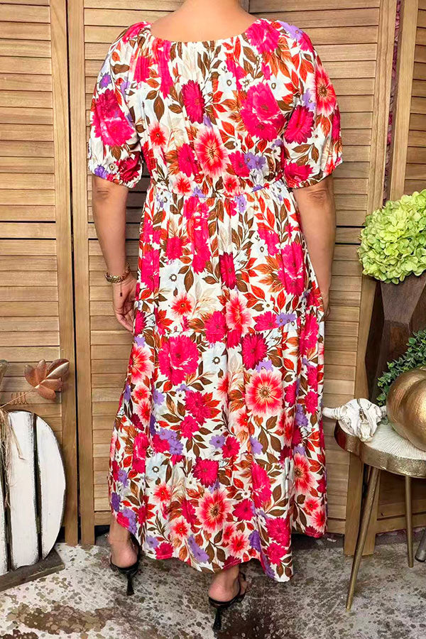 Chic floral tiered maxi women's boutique dress Southern Stitch GJQ17490
