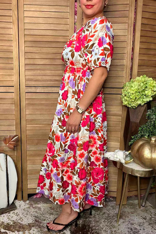 Chic floral tiered maxi women's boutique dress Southern Stitch GJQ17490
