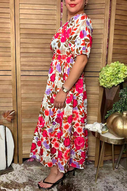 Chic floral tiered maxi women's boutique dress Southern Stitch GJQ17490