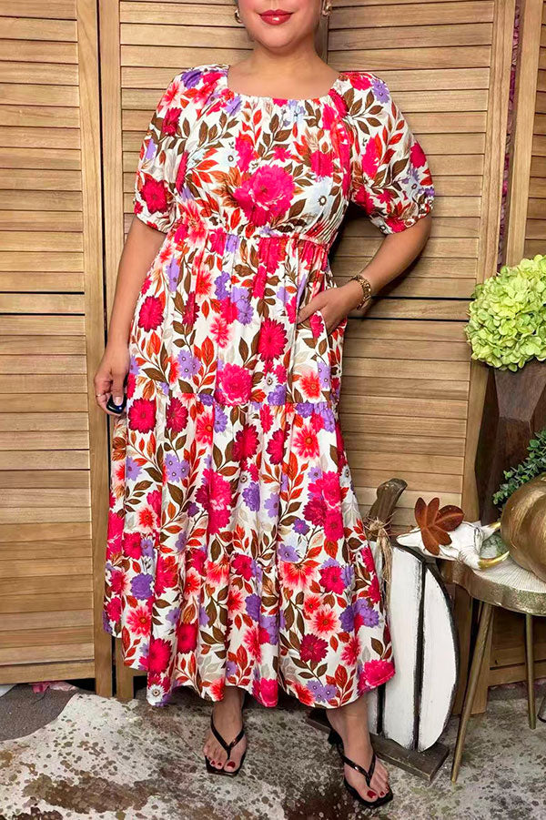 Chic floral tiered maxi women's boutique dress Southern Stitch GJQ17490