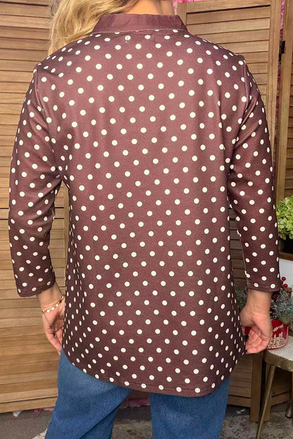 Western brown dots 3/4 sleeve women's boutique blouse Southern Stitch GJQ17634