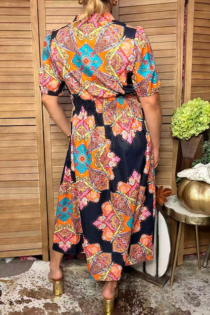 Western floral print short sleeve maxi women's boutique dress Southern Stitch GJQ17520