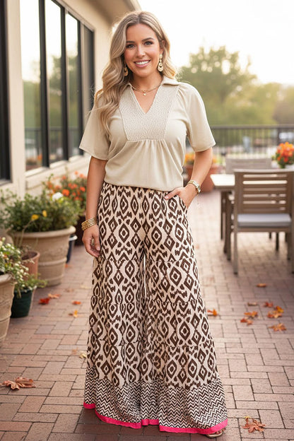Western aztec tiered & chevron & pink trim women's boutique pant Southern Stitch GJQ17537