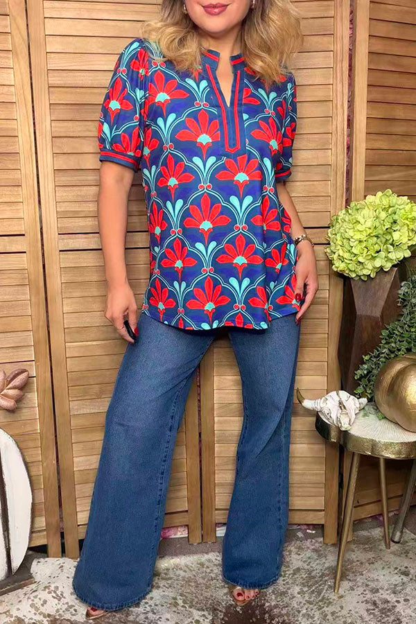 Western floral print short sleeve women's boutique top Southern Stitch GJQ17633