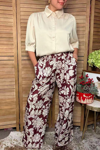 Western floral print wide leg women's pant Southern Stitch GJQ17637