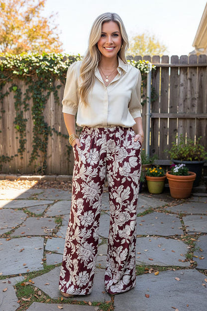 Western floral print wide leg women's pant Southern Stitch GJQ17637