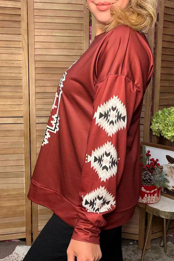 Western aztec print long sleeve women's boutique top Southern Stitch GJQ17681