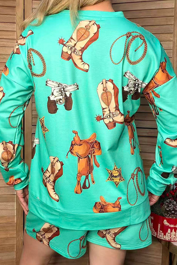 Western elements mint long sleeve women's boutique set Southern Stitch GJQ17715