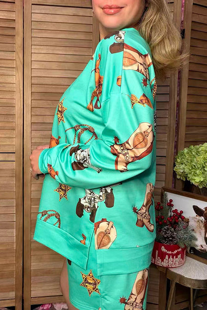 Western elements mint long sleeve women's boutique set Southern Stitch GJQ17715