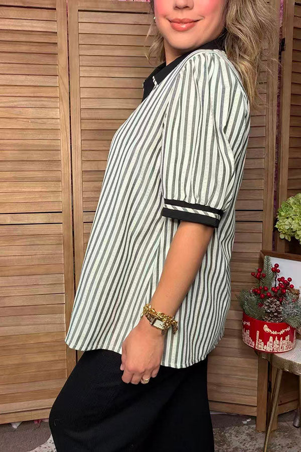 Western grey/white stripes short sleeve women's boutique top Southern Stitch GJQ17733