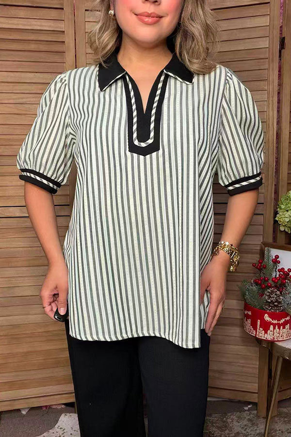 Western grey/white stripes short sleeve women's boutique top Southern Stitch GJQ17733