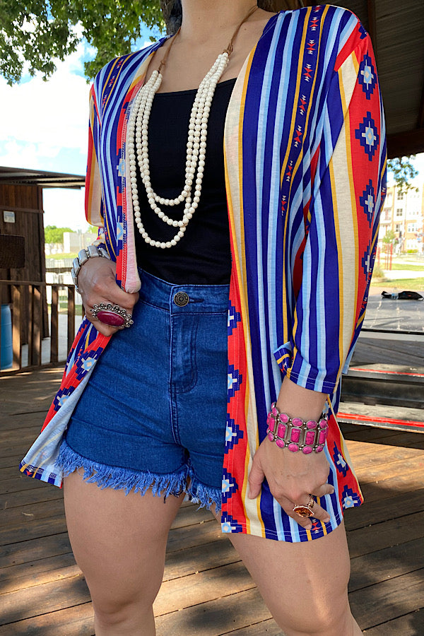 Duster wholesale Multicolor AZTEC print women cardigan GJQ5648 (DS12)