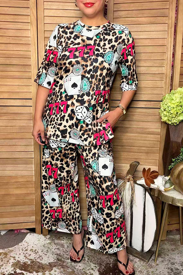 Western leopard lucky 777 top & pant women boutique set Southern Stitch HQ17585