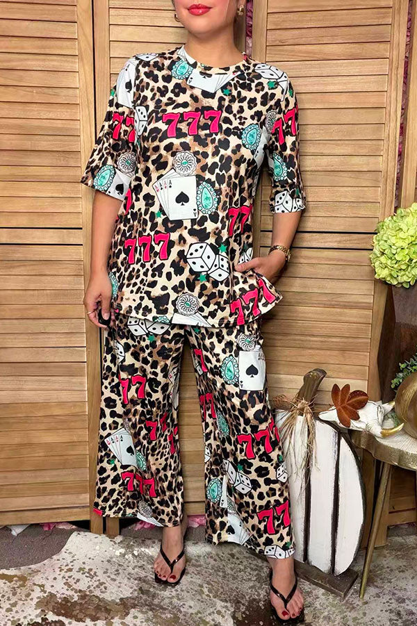 Western leopard lucky 777 top & pant women boutique set Southern Stitch HQ17585